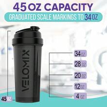 2 Pack 28oz Fitness Shaker Bottles With Stainless Steel Whisk Balls, Leakproof Protein Mixer Cup For Gym Workout School Travel, Includes Cleaning Brush & Wide Mouth Design For Easy Mixing - 45盎司黑色/透明 - 查看 3