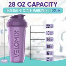 2 Pack 28oz Fitness Shaker Bottles With Stainless Steel Whisk Balls, Leakproof Protein Mixer Cup For Gym Workout School Travel, Includes Cleaning Brush & Wide Mouth Design For Easy Mixing - 93) 紫色/黑色 - 查看 5