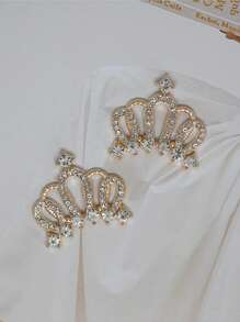 10pcs 0.98x0.95 Inch / 2.49x2.41 Cm Rhinestone Crown Design Charms, Craft Supplies DIY Handmade Party Jewelry Decorations