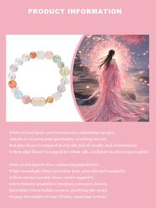 [VE] 1 件高品质 S925 银多巴胺天然石英水晶手链，天然正品护身符水晶，节日馈赠佳品。包含白水晶、粉水晶、紫水晶、红树脂花、白月光石、黄水晶、绿东陵石、橙月光石、黄树脂花和雪花黑曜石。适合自己、闺蜜、女友、朋友、妈妈，以及男女通用。首饰颜色多样。