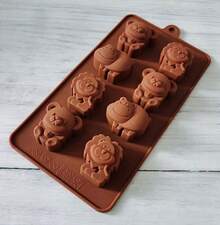 Molde De Silicone COM 8 ANIMAIS SAFARI 3 MODELOS De Grau Alimentar Antiaderente 3D Para Confeitaria/Chocolates/Doces/Bolo/Utensílio De Cozinha DIY - Chocolate - Visão 5