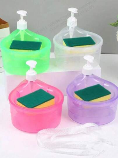 1 peça dispensador automático de sabão líquido com combinação de esponja e esfregão, frasco com bomba recarregável para detergente de louça, artigos para festas de Halloween e Natal