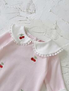 新生女宝宝甜樱桃刺绣连体衣，春秋季