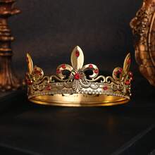 金色/银色国王皇冠男士王子头饰皇家中世纪头饰适用于角色扮演生日舞会万圣节服装配饰 - 皇冠 - 查看 10