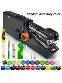 1 Set Portable Handheld Sewing Machine Kit With 36 Bobbins, Electric And Manual Sewing For DIY, Clothing And Travel, Includes Random Color Accessories, Handheld Sewing Stapler Small Easy Sewing Machine Beginner Travel Mini Tailor Sewing Embroidery Tool Equipment Heavy Duty, Multiple Colors To Choose From - Multicolor - View 10