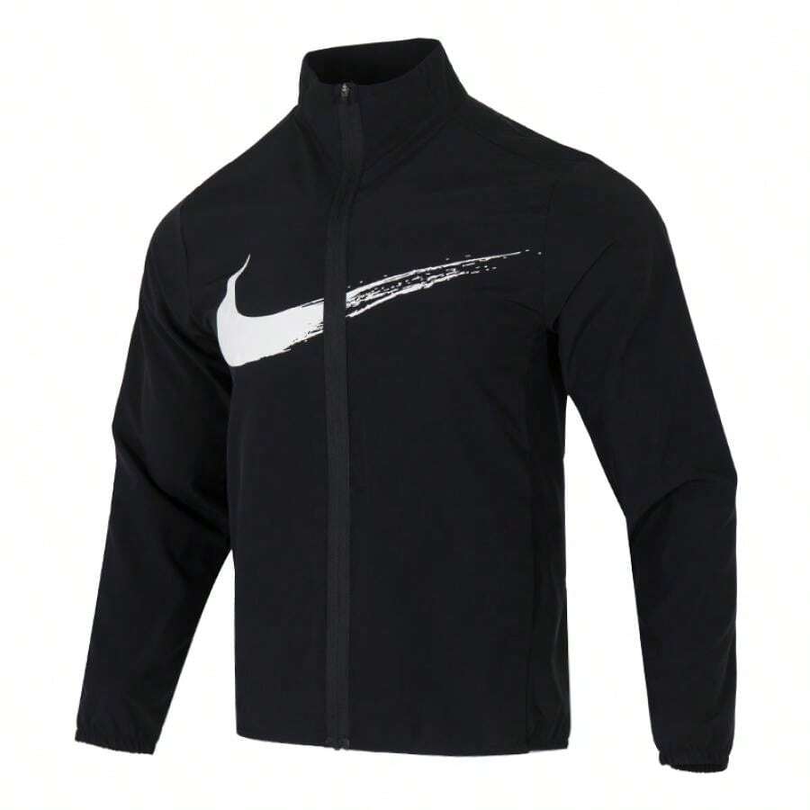Nike 男士夹克 AS M NK DF FORM HD JKT GFX,休闲日常穿着,户外运动,旅行,舒适外套,HV0395-010 - 黑與白 - 查看 1