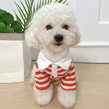 Dog Clothes Teddy York Shire Polo Shirt Summer Dress Striped Pet T-Shirt Dog Costume Soft Pullover Suit For Dog Puppy