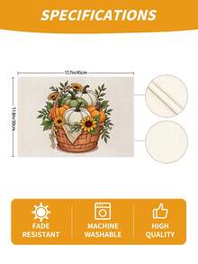 4 piezas/6 piezas/60 piezas Manteles decorativos de otoño, calabaza, girasol, hoja, coche, lazo, manteles de lino con letras, manteles resistentes a la suciedad, adecuados para el hogar, restaurante, decoración de mesa de comedor, artículos para el hogar - Multicolor - Ver 11