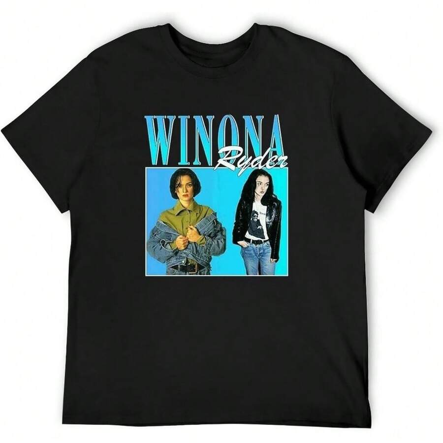Winona Ryder Vintage 90S Black Unisex T-Shirt Men's Tee Top - màu đen - Xem 1