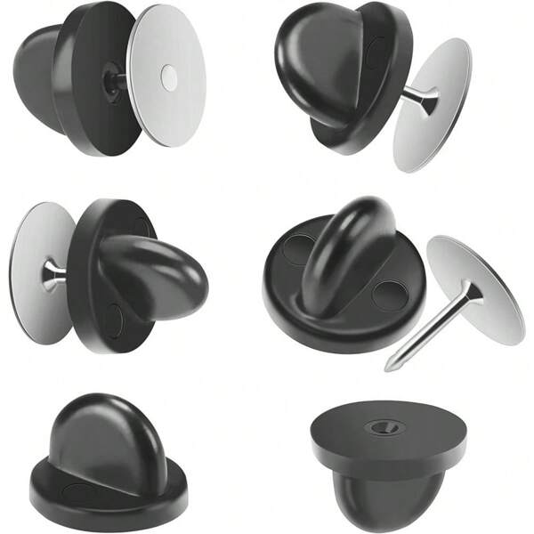 6/12/24 Pairs Rubber Blank Pin Backs Butterfly Clutch Backings Holder Tie Tacks Keepers Replacement With 9mm Length 10mm Width Lapel Enamel Pins For Craft Making