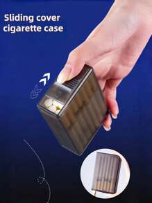 1 Peça Estojo de Cigarros Portátil Personalizado com Capacidade para 20 Cigarros, Cor Branca/Café Transparente, Tampa Deslizante Criativa Anti-Esmagamento e Anti-Umidade para Armazenamento de Cigarros, para Homens