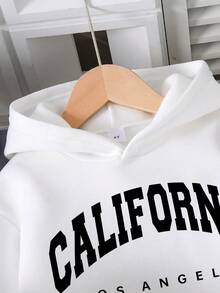 Toddler Letter Print Hoodie & Pants Set With Padded Lining Vest - Black - View 4