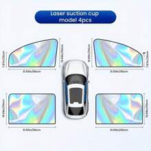 Set Of 4 Suction Cup Car Sunshades, Magnetic Pull-Down Curtains For Vehicle Side Windows, Providing Privacy And Sun Protection Inside The Car.