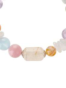 [VE] 1 件高品质 S925 银多巴胺天然石英水晶手链，天然正品护身符水晶，节日馈赠佳品。包含白水晶、粉水晶、紫水晶、红树脂花、白月光石、黄水晶、绿东陵石、橙月光石、黄树脂花和雪花黑曜石。适合自己、闺蜜、女友、朋友、妈妈，以及男女通用。首饰颜色多样。