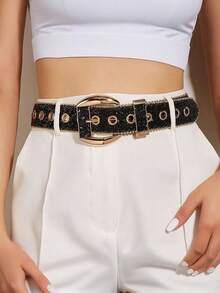 豹纹腰带，时尚高端个性化百搭亚文化复古牛仔裤装饰腰带，适合女性秋季、秋季、万圣节