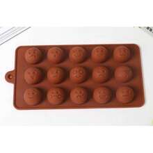 15 EMOJIS Silicone Mold  Non-Stick 3D Baking Mold For Pastry/Chocolates/Candy/Cake/DIY Kitchen Tool - 巧克力棕 - 查看 3