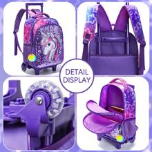 4件套女童拉杆背包，儿童亮片独角兽背包，手提包，户外包，铅笔盒，最佳返校礼物