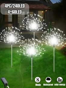 8 种模式太阳能烟花灯,IP65 防水和自动开/关,适用于花园、庭院、小路、亭子、婚礼、派对、装饰灯、圣诞节、万圣节、情人节装饰氛围灯,60-360 LED(暖白/白/彩色) - 黑色 - 查看 17
