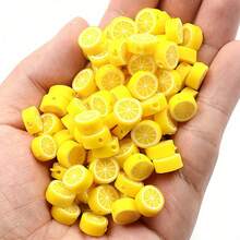 100pcs Soft Polymer Clay Lemon Slice Beads | DIY Jewelry Making, Bracelet & Accessory Spacer Beads, Citrus Themed Craft Supplies