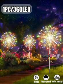 8 种模式太阳能烟花灯,IP65 防水和自动开/关,适用于花园、庭院、小路、亭子、婚礼、派对、装饰灯、圣诞节、万圣节、情人节装饰氛围灯,60-360 LED(暖白/白/彩色) - 黑色 - 查看 27