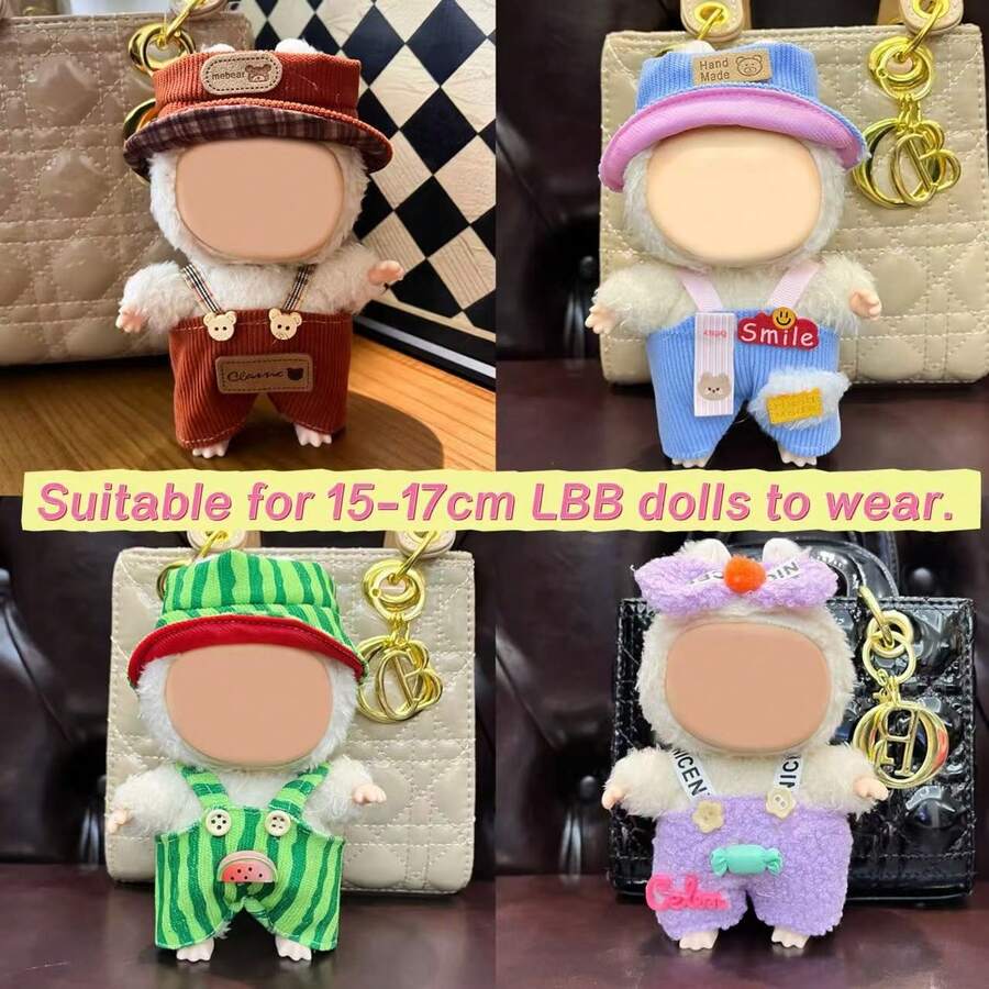 New 15-17cm LABUBU 1st/2nd/3rd Generation LABUBU Doll Clothes Set, Including T-Shirt, Pants, Hat, Suspender, Cute Outfit For LABUBU Doll, Party & Gathering Outfit For LABUBU (Clothes Only, No Shoes)