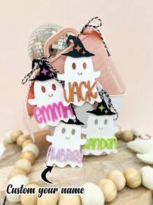 Custom Name Acrylic Witch Ghost Halloween Tag, Personalized Boo Basket Tag, Halloween Bucket, Personalized Basket Tag, Halloween Basket, Halloween Gifts For .,Home & Living,Christmas Home Atmosphere, Autumn Home Refresh, Xmas Decoration,Home Harmony