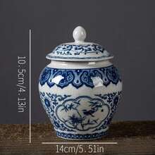 1 Tarro de almacenamiento de porcelana azul y blanco vintage con capacidad de agua de 500ml/1000ml, con lata de té sellada de cerámica de color esmaltado, adecuado para cajas de te, decoraciones de escritorio, frascos de almacenaje para el hogar, accesorios de t - Multicolor - Ver 13