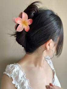 3个/1个女士8厘米/3.15英寸芙蓉花造型塑料发夹，蓝色/橙色/紫色，轻巧，适合日常、休闲、派对、通勤、海滩、扎马尾、盘发、洗脸、化妆等场合，是秋季、冬季和夏季的理想配饰。 - 彩色 - 查看 4