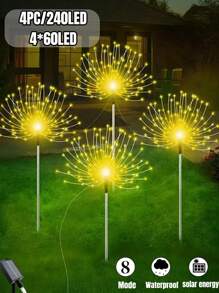 8 种模式太阳能烟花灯,IP65 防水和自动开/关,适用于花园、庭院、小路、亭子、婚礼、派对、装饰灯、圣诞节、万圣节、情人节装饰氛围灯,60-360 LED(暖白/白/彩色) - 黑色 - 查看 28