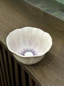 1pc Ins Style Floral Ceramic Plate, Asymmetrical Flower Pattern Glazed Plate, Household Dinner Plate, Dessert Plate, Cake Plate, Office Afternoon Tea Sweets Plate, Western Steak & Pasta Plate, Fruit Salad Plate, Flower Bowl, Rice Bowl