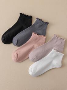 1 Paar/5 Paar Damen Einfarbige Lässig Rippstrick Socken, bequem und weich für alle Jahreszeiten