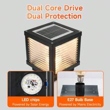 太阳能柱灯带定时器功能，遥控，可调光，防水户外花园太阳能灯，灯光颜色可变，兼容 E27 灯泡，适用于花园、露台、门廊、阳台、柱子、入口、庭院、树木、小路、栅栏、景观照明