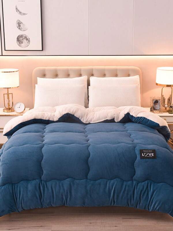 1pc Milk Velvet Lamb Wool Thick Comforter, Comfortable & Soft Quilt Filler For Home, Bedroom, Guest Room, Skin-Friendly