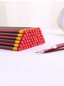 5 支/10 支/20 支/30 支学生绘图素描铅笔带橡皮擦，经典红黑色木质六角 HB 铅笔，适合学生书写、办公和艺术用品，返校礼物