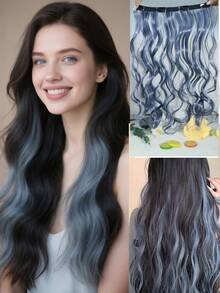 4片/套 多色卷发接发 - 蓬松预卷合成发片，打造自然波浪发型，适合节日、圣诞派对和日常妆容（10多种颜色，1片/包） - 彩色 - 查看 11