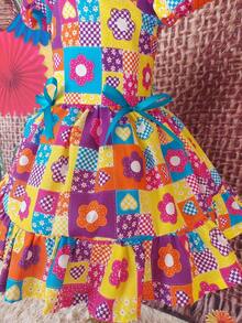 Children's Dress June Party Caipira Saint John Plaid Bow Square Dance School Fair Arraiá Northeast Costume Popcorn Queen Little Girl Girl Festivity Ruffle Youth Typical June Party - 珊瑚粉 - 查看 4