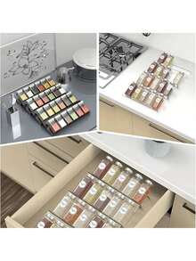 1pc/4pcs/8pcs Acrylic Slanted Spice Jars Organizer Rack, Expandable Kitchen Countertop Tray (Jars Not Included) - Multicolor - View 6