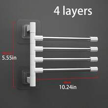 1 件浴室壁挂式毛巾架，可旋转厨房抹布架收纳架，多层无需钻孔 - 白色 - 查看 13