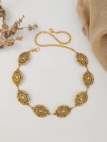 1 件女士金属多色 U 形椭圆形西式腰带装饰腰带，可调节尺寸腰链适合节日、派对、圣诞节送给女朋友的秋季、万圣节礼物 - XY1269 - 查看 16