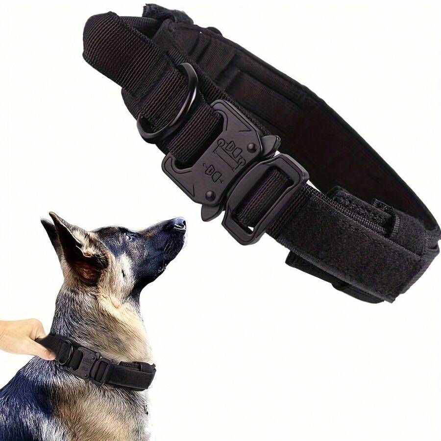 1PC Durable Dog Collar With Quick-Release Buckle – Ideal For Training, Walking & Control - Black - View 1