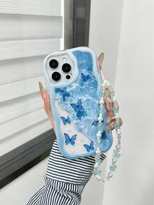 Ốp điện thoại chống rơi, viền lượn sóng, bóng bẩy, họa tiết bướm, kèm vòng tay hạt cườm thủ công, tương thích với iPhone 16/11/16pro/16plus/16promax/16e/15Promax/13/14/12/XS/XR/7G/8P, Galaxy 11/12Pro/12/12X/13Pro/14Pro/15Pro/, Redmi 10/9/Note9/12c/Note11pro/Note8Pro, phiên bản quốc tế, không phải phiên bản nội địa. - Nhiều màu - Xem 7