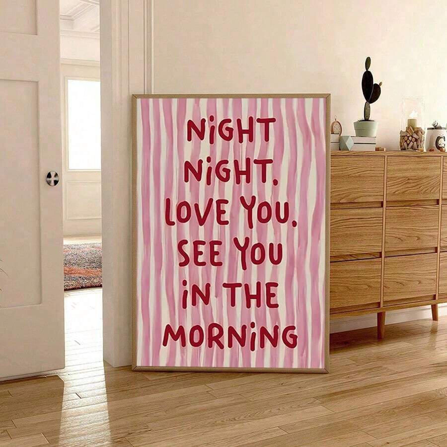 1 tranh treo tường không khung Love You Tonight sọc hồng và thiết kế chữ đỏ, áp phích lãng mạn đêm hè cho trang trí phòng ngủ/phòng khách/ký túc xá, áp phích vui nhộn để trang trí phòng, quà tặng Valentine hoàn hảo và trang trí trở lại trường (bản in treo tường, trang trí) - Nhiều màu - Xem 1