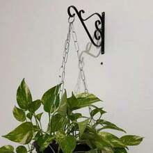 Gancho de Parede Para Plantas Suporte Mão Francesa Ferro Rústico Preto Jardim Varanda ideal Jardim Pendurar Plantas Flores Samambaia Vasos Parede 16 cm de Altura por 25 cm de Comprimento - Preto - Visão 4