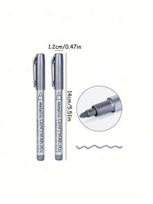 2pcs Gold & Silver Metallic Paint Markers, DIY Hand Lettering Pens For Signing, Marking, Suitable For Glass, Wood, Metal And Other Materials