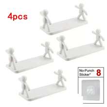 1 pièce/2 pièces Étagère de personnage de dessin animé, organisateur de vanité de salle de bain sans perçage, support de bocal à épices, étagère de rangement murale de salle de bain, étagère de rangement de figurine pour le salon, la chambre, le bureau, le balcon