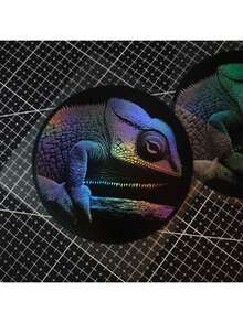 1pc Colorful Chameleon Vinyl Sticker - Laser Holographic Theme Sticker, Self-Adhesive For Car, Laptop, Motorcycle - one-size - View 8