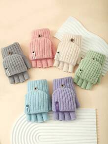 1 双露指可转换针织手套，适合 3-16 岁儿童，男女通用设计，秋冬季保暖，不影响书写灵活性。 - 彩色 - 查看 2