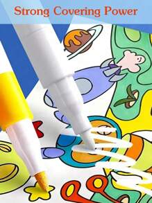 60 Colors Acrylic Paint Marker Pens, Suitable For Drawing And Art DIY Creation, Waterproof, Washable, Can Be Used For Painting On Fabric, Glass, Ceramic, Plastic And Most Surfaces,Paint Stationery For Art DIY Creation, Sketching, And Creating Beautiful Artworks In Offices, Schools, Students, Stationery, And School Supplies - Multicolor - View 6
