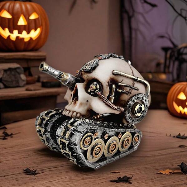 1 pièce Figurine mécanique en résine de crâne d'Halloween, convient pour la décoration de la maison, du bureau, de la salle d'étude, parfait pour Halloween et les fêtes à thème d'horreur, cadeau d'Halloween idéal. Emballé dans un carton.