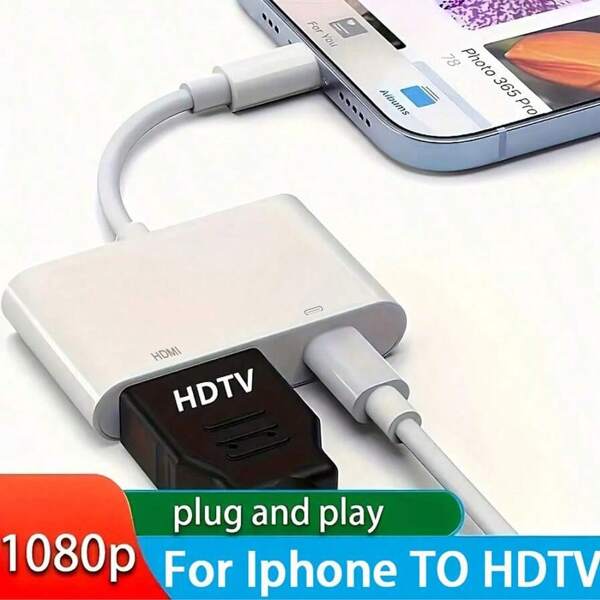 Adaptador de HD para , convertidor de video y audio sincronizado de 1080P para pantalla, adaptador digital AV con puerto de carga para 14 13 12 11 X 8 7 iPad en HDTV/proyector/monitor